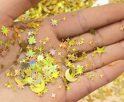 Konfetti Tischdeko Geburtstag Glitzer Konfetti 30G Sterne Konfetti Pailletten Metallic Konfetti Glitzerfolie Konfetti Sterne für Hochzeit Feste Party Geschenk Deko Handwerk DIY Fensterdeko von CHTME