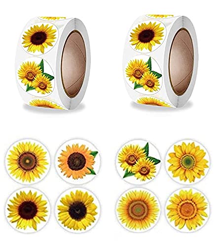 2 Rollen Sonnenblume Aufklebers，Runde Aufkleber，für Grußkarten, Scrapbooking, Umschläge Geschenk und Dekorieren. von CHUANGOU