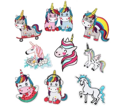 9 Stück Einhorn Aufnäher Patches，DIY Kleidung Bügel Flicken，zum Aufnähen oder Aufbügeln auf Kleidung, Kleid. von CHUANGOU