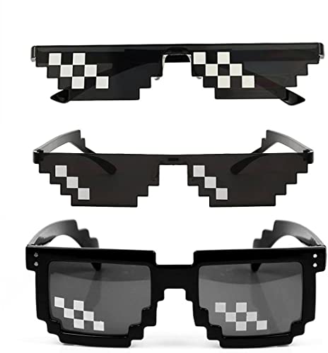 CHUANGOU 3 Paare Pixel Mosaic Brille Schläger Sonnenbrillen Party Brille Schwarz von CHUANGOU