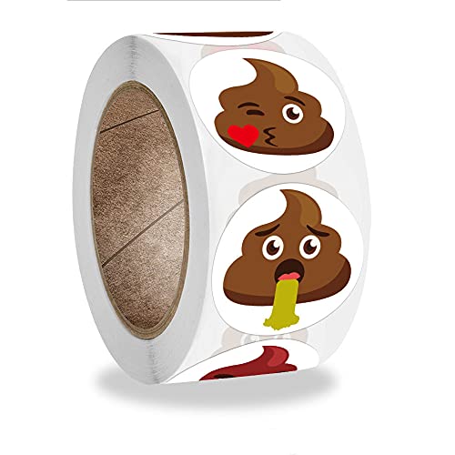 CHUANGOU 500pcs/Roll Funny Poop Stickers, Kids Stickers, Party Gift Magazine Gift Office Teacher Label von CHUANGOU