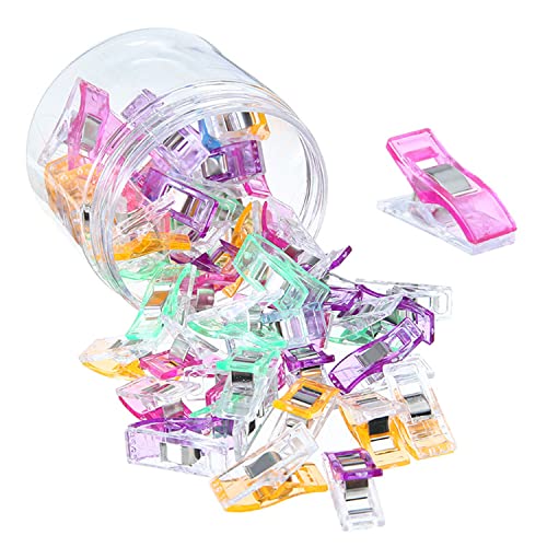 CHUANGOU Pack of 50 Sewing Clips Multi-Purpose Nähen Clips for Sewing, Quilting, Crocheting, Crafting and Knitting,Verpackt in Einer transparenten Kunststoffbox, Assorted Colours von Buosha