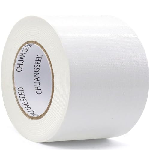 CHUANGSEED 1Rollen Panzertape weiß 50m x 75mm –extra stark, panzerband weiß Gewebe-Klebeband Wasserdichtes Reparaturband für innen & außen gewebeverstärktes Reparaturband von CHUANGSEED