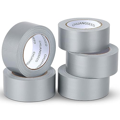 CHUANGSEED 5Rollen Panzertape Silber 27.4m x 50mm –extra stark, panzerband Grau Gewebe-Klebeband Wasserdichtes Reparaturband für innen & außen gewebeverstärktes Reparaturband von CHUANGSEED