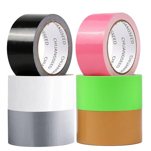 CHUANGSEED 6Rollen panzertape Gewebe-Klebeband Sortierte Farbpakete,Duct Tape - Panzerband 210 Mikrometer x 50 mm x 13.7m panzertape wasserfest Klebeband für Innen und Außen zum Reparieren von CHUANGSEED