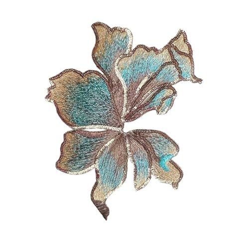 Aufnäher for Aufbügeln, 2 Stück, Blumen-Stickerei-Patch, Organza-Patches for Kleidung, Aufkleber, Applikationen for Aufnähen (rot)(Turquoise) von CHUDOU