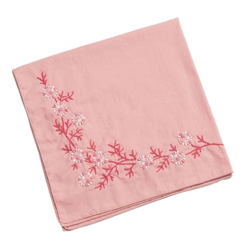 CHUDOU Stickset, Stickset, 3-teilig, Stickerei-Handarbeitsset, Blumenmuster for Erwachsene, inklusive Anleitung, DIY Taschentücher, Stickset, Kreuzstich-Sets (grau)(Brocade Pink) von CHUDOU