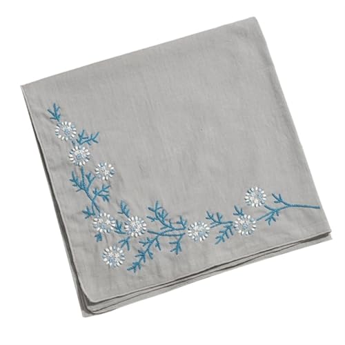 Stickset, Stickset, 3-teilig, Stickerei-Handarbeitsset, Blumenmuster for Erwachsene, inklusive Anleitung, DIY Taschentücher, Stickset, Kreuzstich-Sets (grau)(Flower Brocade Blue) von CHUDOU