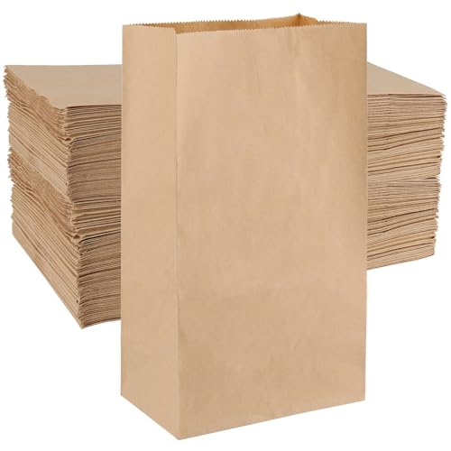 CHUEHKAK 60 Stück Kraftpapiertüten, Papiertüten Braun, 15 x 9 x 27cm, Brottüten Papier Groß, Geschenktüten, Bodenbeutel, Papiertüten Lebensmittelecht, für Mitnehmen Einkaufen Einzelhandel von CHUEHKAK