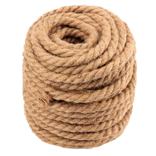 CHUIFAI 20 m x 12 mm Juteseil, 4 Stränge Juteschnur Dicke Schnur Braun Geflochtenes Hanfseil, Jute Schnur zum Basteln, Verpackung, Gartenbündelung, Dekoration von CHUIFAI