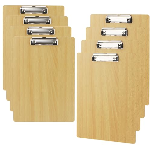 CHUIFAI 8 Stück Klemmbrett Holz A4, Schreibplatte Hartplatten Klemmbrett mit Metallclip und Aufhängeose, Schreibbrett A4 Clipboard für Büro, Restaurant, Schule von CHUIFAI