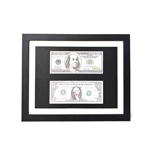 Dollarschein-Rahmen,Dollarschein-Rahmen für Wand,erster Dollar-Rahmen, Dollar-Rahmen, Dollar-Schein-Display-Rahmen, mit schwarzer Matte, HD-Glas, Desktop-Staffelei-Ständer/Wandhalterung ﻿ von CHUNHUI