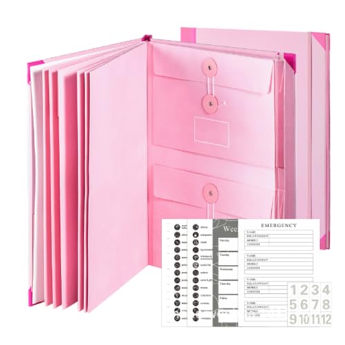 Veloron Life Organizer, Veloron The Folio - Life Organizer, Veloron Binder, Veloron Organizer The Folio Dokumenten-Organizer, Life Book Dokumenten-Organizer (pink) von CHUNLIGOUJI