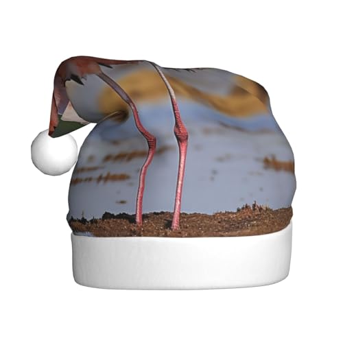 CHUNMINW Weihnachtsmütze mit Flamingo-Vogel-Aufdruck, personalisierbar, für Erwachsene, Samt, Weihnachtsdekoration, personalisierbar von CHUNMINW