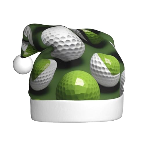 CHUNMINW Weihnachtsmütze mit Golfball-Aufdruck, personalisierbar, für Damen, Erwachsene, Samt, Urlaubsmütze, Plüsch-Weihnachtsmütze von CHUNMINW