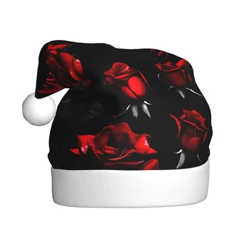 CHUNMINW Weihnachtsmütze mit roten und schwarzen Rosen, personalisierbar, Samt, Weihnachtsdekoration, personalisierbar von CHUNMINW