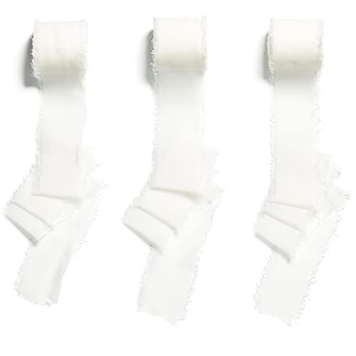 CHUQING 3 Rollen 3,8cm x 6M Geschenkband Weiss Schleifenband Hochzeit Festival Bänder Weib Chiffonband Dekoband für Geschenkverpackungen,Blumenstrauß,Hochzeitseinladung,DIY Handwerk von CHUQING