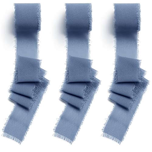 CHUQING 38mm x 6m Geschenkband Schleifenband, 3 Rollen,Blau,Chiffon,Festival Bänder für Geschenkverpackung,Hochzeit,Blumenstrauß von CHUQING