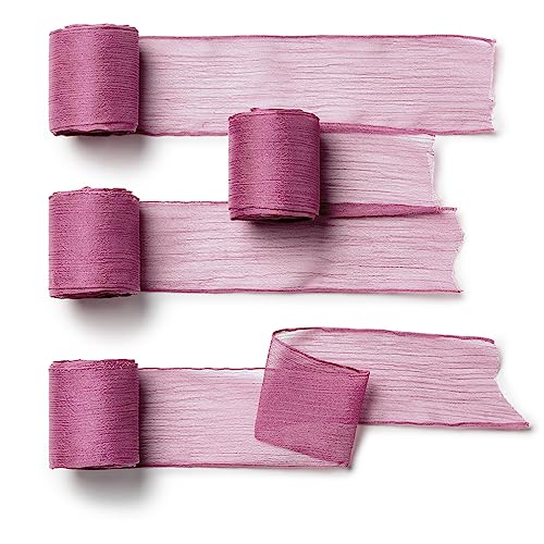 CHUQING 4 Rollen Chiffon Geschenkband Fuchsie Schleifenband Hochzeit Bänder Dekoratives Chiffonband für Blumenstrauß,Geschenkverpackung,Hochzeits Einladung,4,5 m x 38 mm von CHUQING