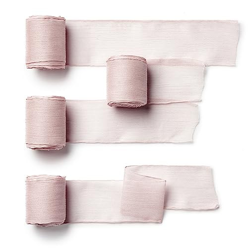 CHUQING 4 Rollen Rosa Chiffonband 3,8cm x 4,5m Schleifenband Hochzeit Baby Pink Geschenkband Festival Bänder Seidenband Dekoband für Fest Ornament,Partydekoration von CHUQING