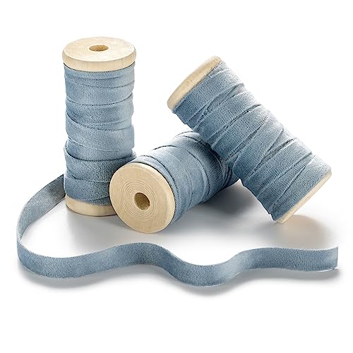 CHUQING Geschenkband 10mm Breit Blau Grau Schleifenband Hochzeit Dekoband Stoffband Samtband für auto Bogen Schleifen Partydekoration Stuhl Der Valentinstag Geschenkverpackungen Strauß von CHUQING