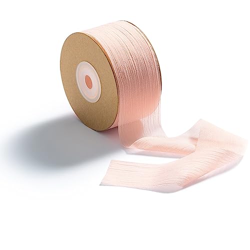 CHUQING Geschenkband Chiffon 38mm x 22,8 m Hell-Pink Schleifenband Festival Bänder Dekoband für Hochzeit, Taufe und Geburtstag Geschenke,rosa von CHUQING