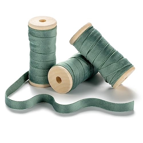 CHUQING Geschenkband Grün Dekoband Samt 4,57m x 10mm Mintgrün Schleifenband Schmuckband für Geschenkverpackung, Weihnachten,Hochzeit,Weihnachtsdeko von CHUQING