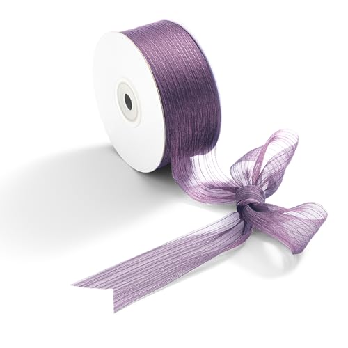 CHUQING Geschenkband Lila,Schleifenband Hochzeit,38 mm x 22 Meters,Geschenkbänder Chiffon Dekoband Chiffonband Stoffband von CHUQING