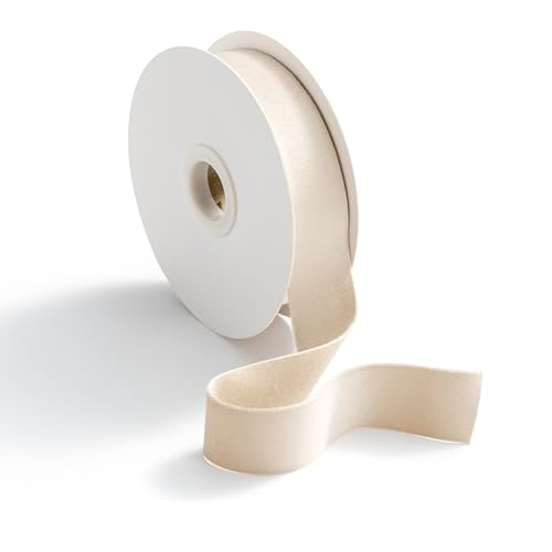 CHUQING Geschenkband Samt Beige 2,5 cm x 9 m Schleifenband Samtband Bänder Dekoband für Hochzeit, Taufe und Geburtstag von CHUQING