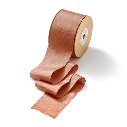 CHUQING Geschenkband Terracotta Schleifenband Stoffband Breit Seidenband Hochzeit Chiffonband Dekoband,5 cm x 23 m von CHUQING