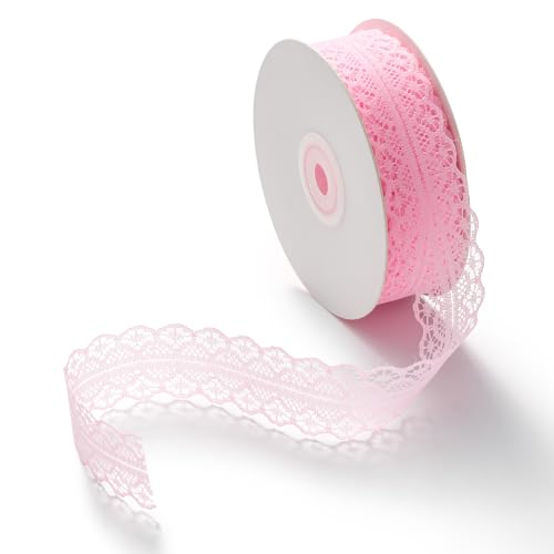 CHUQING Rosa Spitzenband Vintage Spitzenborte Dekoband Zierband Geschenkband Spitze SchleifenbandHochzeit,3cm x 23 m,Hell-Pink von CHUQING