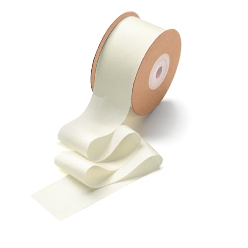 CHUQING Schleifenband Beige 38mm x 22,8 M Geschenkband Fein Hochzeit Seidenband Geschenkverpackung Festival Bänder,Creme Dekorative Schleifen Bänder von CHUQING