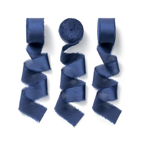 CHUQING Schleifenband Blau Geschenkband Breit Dunkelblau Satinband Blautöne Seidenband Dekoband für Hochzeit 2,5 cm X 6,4 m von CHUQING