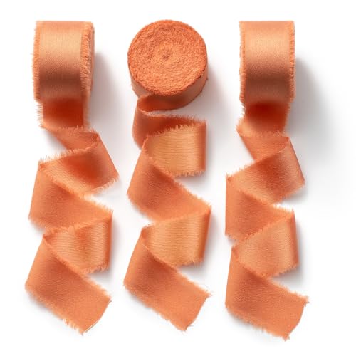 CHUQING Schleifenband Hochzeit Geschenkband Breit 25 mm X 6,4 m Satinband Terracotta Seidenband Dekoband für Geschenkverpackungen von CHUQING