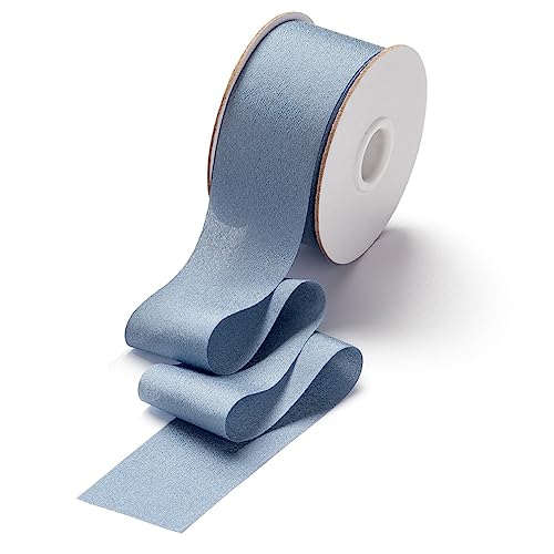 CHUQING Schleifenband Hochzeit Geschenkband Breit Blau Grau 1 Rollen Dekoband Stoffband Chiffonband,38 mm x 22,8 m von CHUQING