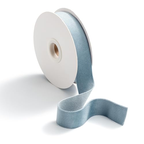 CHUQING Schleifenband altblau 2,5cm x 9 m Geschenkband Hochzeit Samtband Stoffband Blau Band Dekoband Samt Bänder Schmuckband von CHUQING