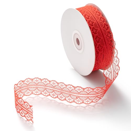 CHUQING Spitzenband Vintage, Spitzenborte Rot, Spitze Dekoband Zierband Geschenkband breit 3cm Schleifenband Hochzeit von CHUQING