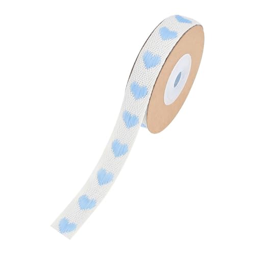 1 Rolle 15mm Breit Herzen Baumwollband Herzmuster Dekoband Baumwoll Jacquard Herz Cotton Ribbon Stoffband Für DIY Bastelarbeiten Party Blumensträuße und Geschenkverpackungen Blau 5 Yards von CHUYIX