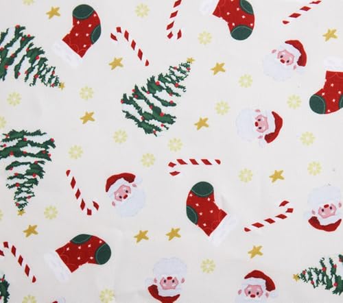 CHUYIX Weihnachtsstoffe 1m*150cm Baumwollstoff Weihnachten Patchwork Handwerk Baumwolle Weihnachten Muster Stoff Bedruckt Baumwolle DIY Nähen Stoff Meterware Kostümstoff zum Nähen von CHUYIX