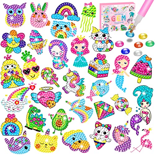 CHYEEH 5D Diamond Painting Set für Kinder, 33 Stück DIY Tiermalerei Tiere Diamant Aufkleber Kit, Diamant Malerei Kits, Mosaik Set Kinder, DIY Diamant Painting Kit für Kinder und Erwachsene Anfänger von CHYEEH