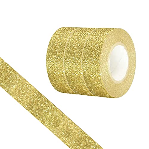 CIAJIE Glitter Washi Tape, 3 Rollen 15mm Dekoband, selbstklebendes Klebeband zum Basteln, klebriger Glitzerrand, Zubehör für DIY, Bullet Journal, Basteln, Geschenkverpackung, Scrapbooking von CIAJIE