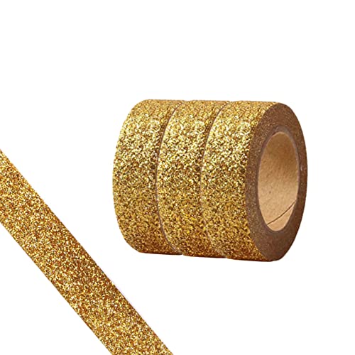 CIAJIE Glitter Washi Tape, 3 Rollen 15mm Dekoband, selbstklebendes Klebeband zum Basteln, klebriger Glitzerrand, Zubehör für DIY, Bullet Journal, Basteln, Geschenkverpackung, Scrapbooking von CIAJIE