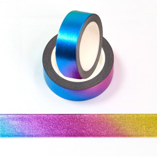 CIAJIE Washi tape 2 Rollen, 15 mm x 10 m, Washi-Klebeband, Abdeckband, Bastelzubehör für Scrapbooking, Basteln, Dekorativ, Folie, Washi tape(Farbverlauf, Regenbogen) von CIAJIE