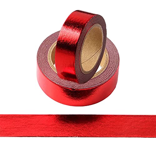 CIAJIE Washi tape 2 Rollen, 15 mm x 10 m, Washi-Klebeband, Abdeckband, Bastelzubehör für Scrapbooking, Basteln, Dekorativ, Folie, Washi tape (rot) von CIAJIE