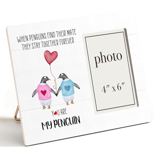 CIANMGD Bilderrahmen für Paare, romantisches Geschenk für Männer und Frauen, "I Love You", Geschenke für Sie und Ihn, You Are My Pinguin, Holz-Bilderrahmen, 10,2 x 15,2 cm Foto von CIANMGD