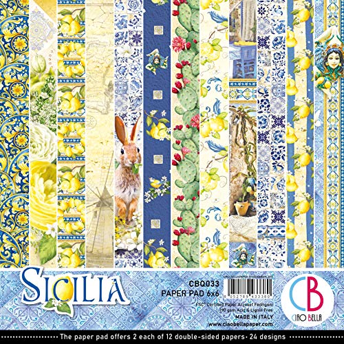 CIAO BELLA PAPER CBQ033 Sicilia Papier, 15,2 x 15,2 cm, 24, Sizilien, 12 Designs/2 Stück, Einheitsgröße von CIAO BELLA PAPER