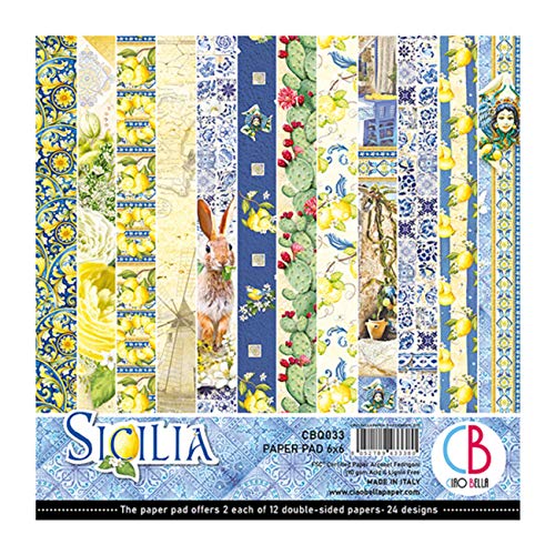 CIAO BELLA PAPER CBQ033 Sicilia Papier, 15,2 x 15,2 cm, 24, Sizilien, 12 Designs/2 Stück, Einheitsgröße von CIAO BELLA PAPER