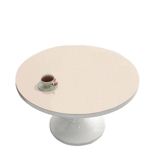 CIEEIN CIEHT PU Tischdecke Tischfoli Tischmatte Schreibtisch Tischfolie Rund Schutzfolie Tischfoli Tischschutz Wasserdicht Beige Rund 60cm von CIEEIN CIEHT