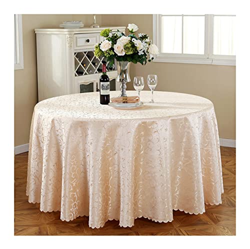 CIEEIN CIEHT Polyester Tischdecke Rund Schreibtisch Tischtuch Tischwäsche Couchtisch Küchentischabdeckung Party Hochzeit Tafeltuch Champagner 180cm von CIEEIN CIEHT