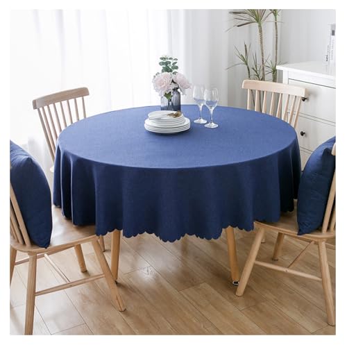 CIEEIN CIEHT Polyester Tischdecke Schreibtisch Rund Tischfoli Tischtuch Tischwäsche Couchtisch Tischabdeckung Party Tafeltuch Dunkel Blau Rund 90cm von CIEEIN CIEHT